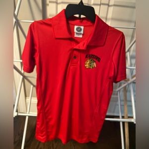 Blackhawks Boys Polo Shirt size small NHL, red short sleeve collar shirt sleeve